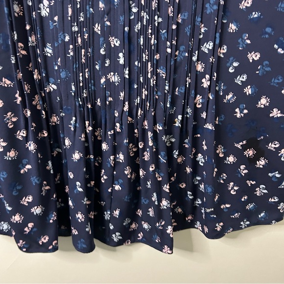 Diane Von Furstenberg Navy Blue Meadow Floral Print Silk Mini Dress - Picture 6 of 8